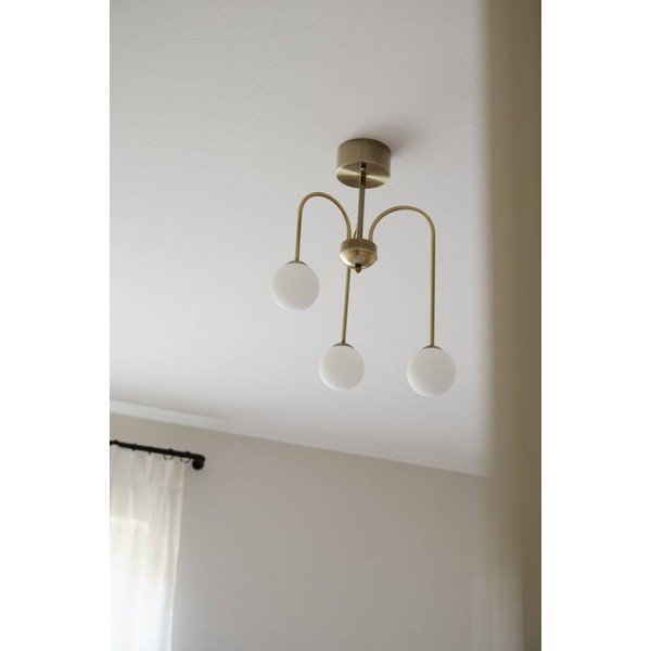 Plafonieră albă/alămie cu intensitate reglabilă din sticlă opal ø 42 cm Marne – Jotex-image-2