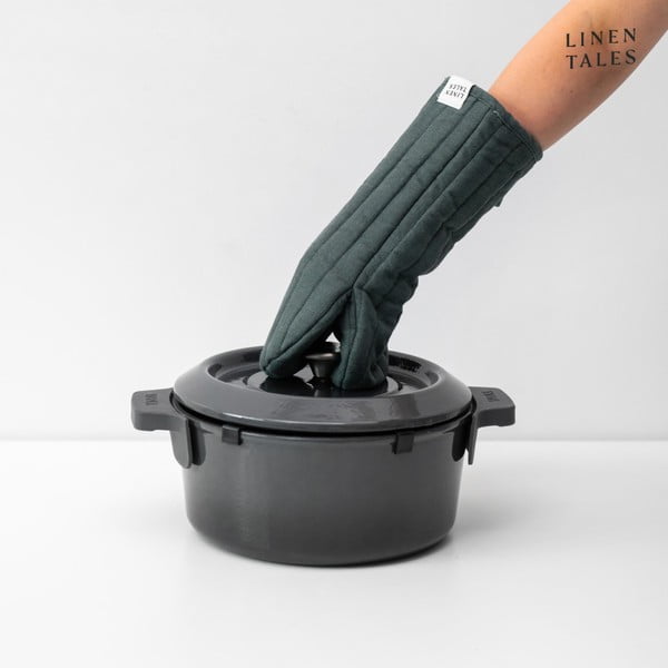 Mănușă de bucătărie din in Forest Green – Linen Tales-image-1