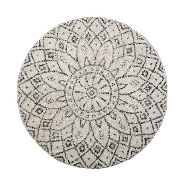 Covor alb-negru rotund din bumbac ø 120 cm Acton – Bloomingville