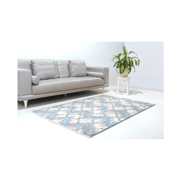 Covor reversibil Vitaus Camila, 77 x 200 cm, albastru - gri -image-1