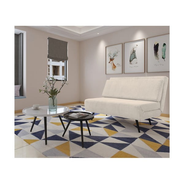 Canapea crem extensibilă cu tapițerie din catifea reiată  140 cm Mallory – Støraa-image-3