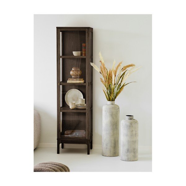 Vitrină maro închis cu aspect de lemn de stejar 47x180x40 cm Zamora – House Nordic-image-1