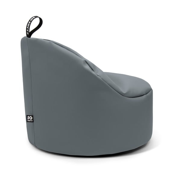 Fotoliu bean bag albastru închis cu tapițerie din imitație de piele Round XL – So Soft?-image-3