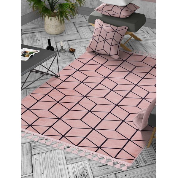 Covor roz lavabil 160x100 cm - Vitaus-image-1