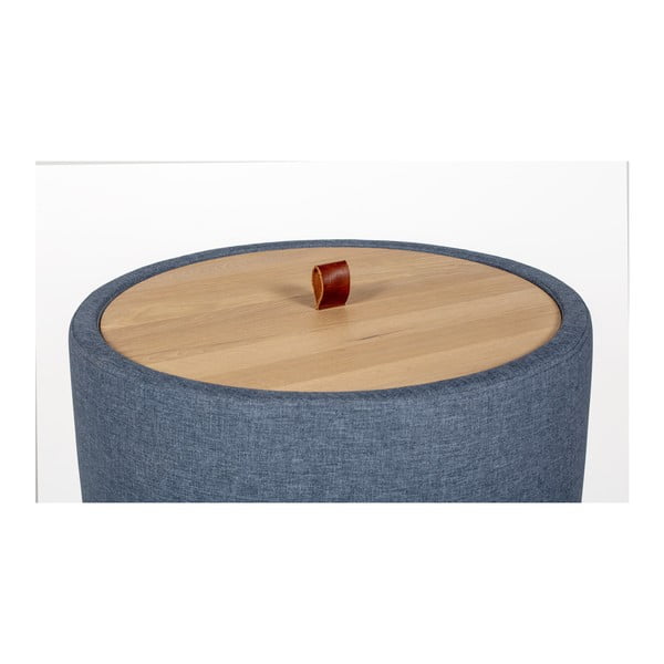 Măsuţă auxiliară cu spaţiu de depozitare şi panou detaşabil din stejar, culoare denim, ⌀ 56 cm, Askala Ibisco-image-2