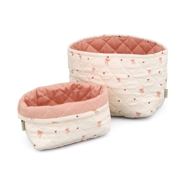 Coșuri de jucării pentru copii roz/crem 2 buc. din material textil ø 24x17 cm Bows – Cam Cam Copenhagen