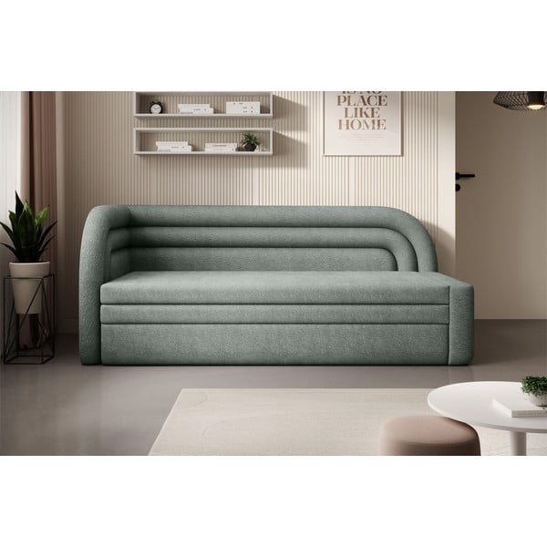 Canapea verde extensibilă/cu spațiu de depozitare cu tapițerie din chenille cu colț pe partea stângă 223 cm Fabillo – ELTAP-image-1
