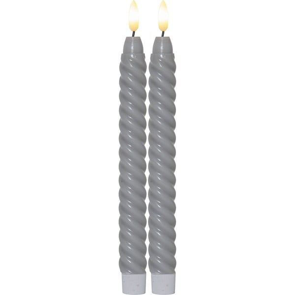 Set de 2 lumânări LED din ceară gri Star Trading Flamme Swirl Antique, înălțime 25 cm