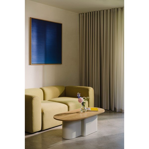 Măsuță de cafea bej cu blat cu aspect de lemn de stejar 50x115 cm Looi – noo.ma-image-3