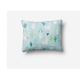 Pernă decorativă pentru copii Pinio Llamas, 40 x 55 cm, albastru