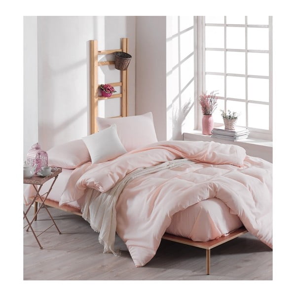 Lenjerie de pat cu cearșaf Basso Merun, 200 x 220 cm, roz deschis