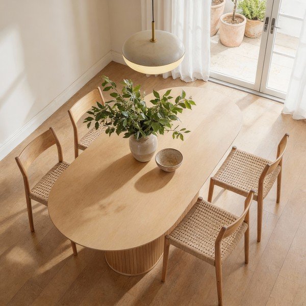 Masă de dining cu blat cu aspect de lemn de stejar 95x180 cm Nola – Unique Furniture-image-3