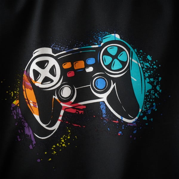 Cearceaf pentru copii negru pentru pat de o persoană cu elastic 90x190 cm Game Over – Catherine Lansfield-image-2