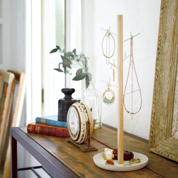 Suport bijuterii cu detalii din lemn de fag YAMAZAKI Tosca Branch, alb-image-1