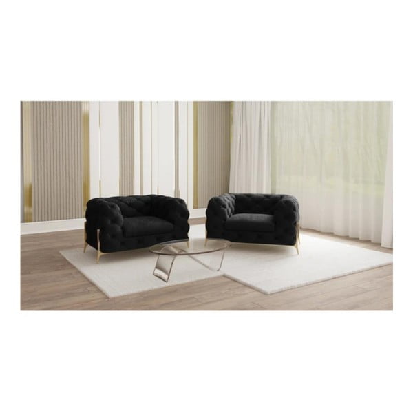 Fotoliu negru cu tapițerie din catifea Chelsea Bis – Ropez-image-1