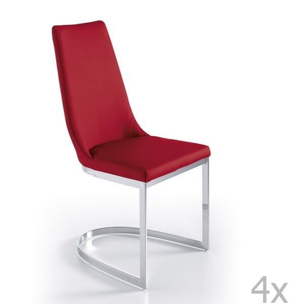 Set 4 scaune Ángel Cerdá Tiara, roșu