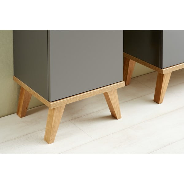 Dulap de baie gri jos cu aspect de lemn de stejar 35,5x89,5 cm Quickset 924 – Pelipal-image-4