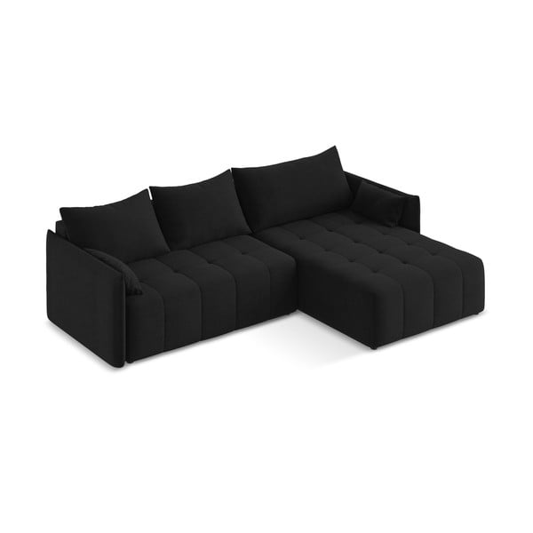 Colțar negru extensibil/cu spațiu de depozitare (cu colț pe partea dreaptă/cu șezlong) Moku – Makamii-image-2