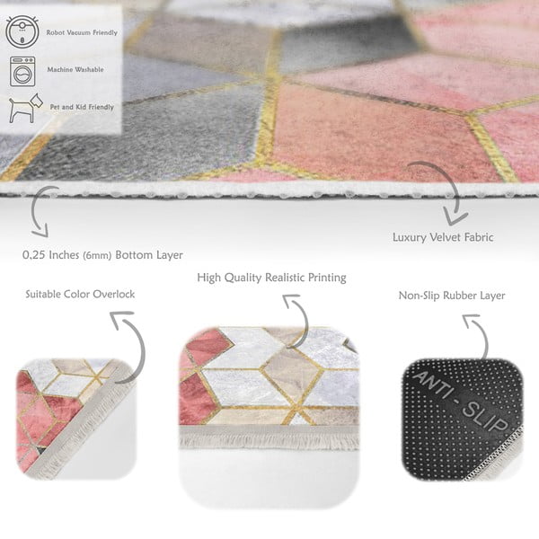 Covor roz-gri lavabil 80x140 cm – Mila Home-image-4