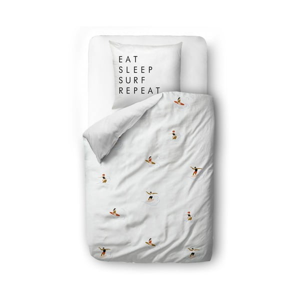Lenjerie de pat albă din bumbac satinat pentru pat de o persoană 140x200 cm – Butter Kings