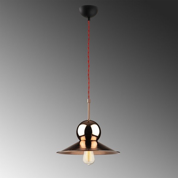 Lustră metalică cu abajur arămiu Opviq lights Stathis, negru-image-1