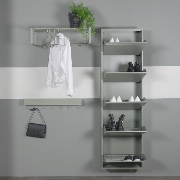 Pantofar verde prăfuit cu deschidere înclinată din metal 50x169x15 cm Billy – Spinder Design-image-1