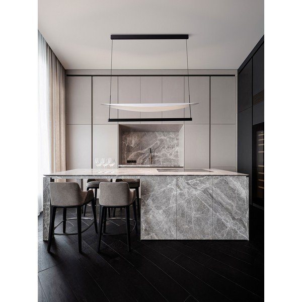 Lustră albă/negru-mat LED cu intensitate reglabilă din aluminiu Diona – Nova Luce-image-1