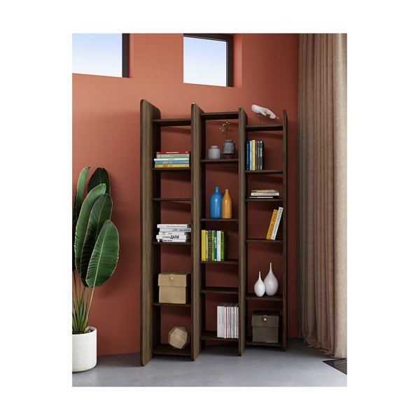 Bibliotecă în decor de lemn de nuc TemaHome Twin, înălțime 187 cm-image-4