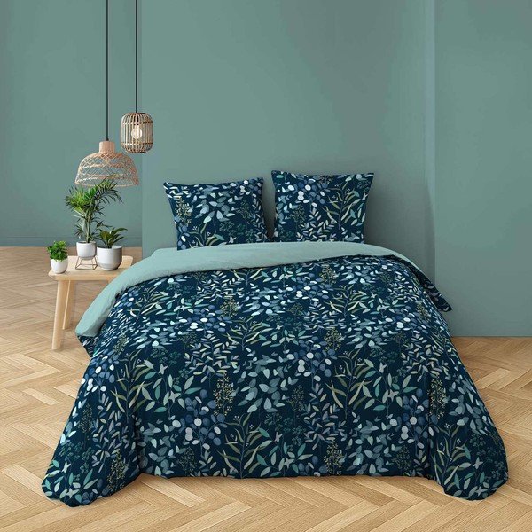 Lenjerie de pat albastră din bumbac pentru pat dublu cu 3 piese 200x200 cm Stacy – douceur d'intérieur-image-1