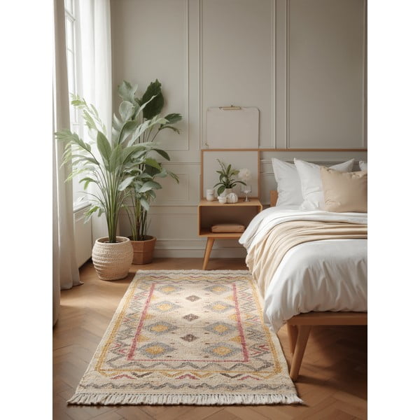 Covor tip traversă crem țesut manual din iută 80x200 cm Roya Imani – Elle Decoration-image-1