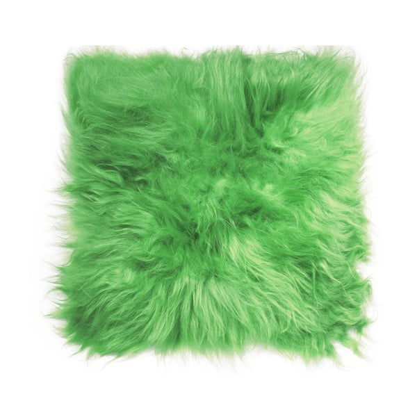 Pernă pentru scaun, din blană de miel cu fir lung Arctic Fur Saddo, 37 x 37 cm, verde