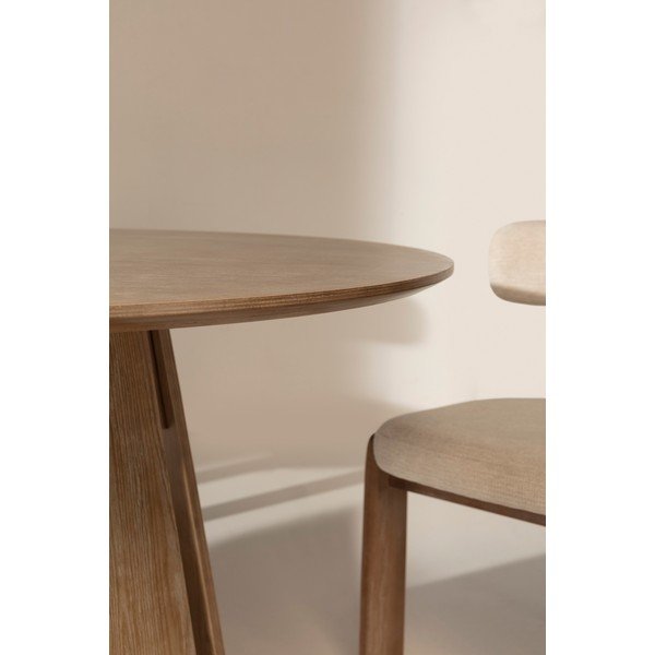 Masă de dining rotundă cu aspect de lemn de stejar ø 120 cm Zuri – MOME-image-3