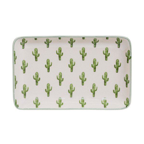 Platou din gresie ceramică Bloomingville Jade, 19 x 12 cm, alb-verde