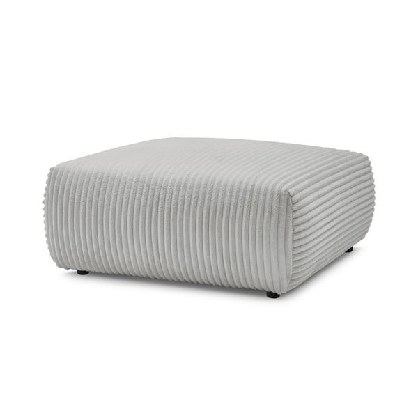 Taburet gri deschis cu tapițerie din catifea reiată Lucien – Bobochic Paris-image-3