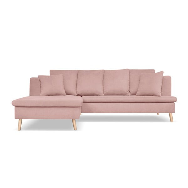 Canapea cu 4 locuri cu extensie pe partea stângă Cosmopolitan design Newport, roz deschis