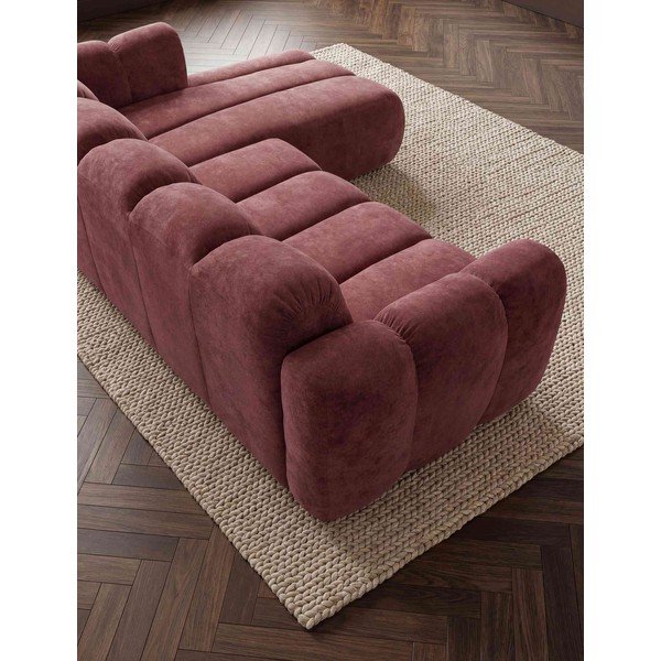 Colțar roșu extensibil cu tapițerie din chenille (cu colț pe partea dreaptă) Michell – Miuform-image-4