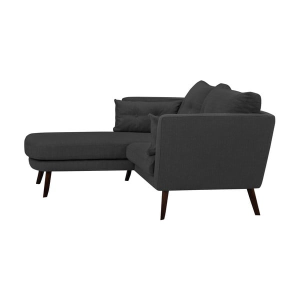 Canapea cu 3 locuri Mazzini Sofas Elena, cu șezlong pe partea stângă, gri închis-image-2