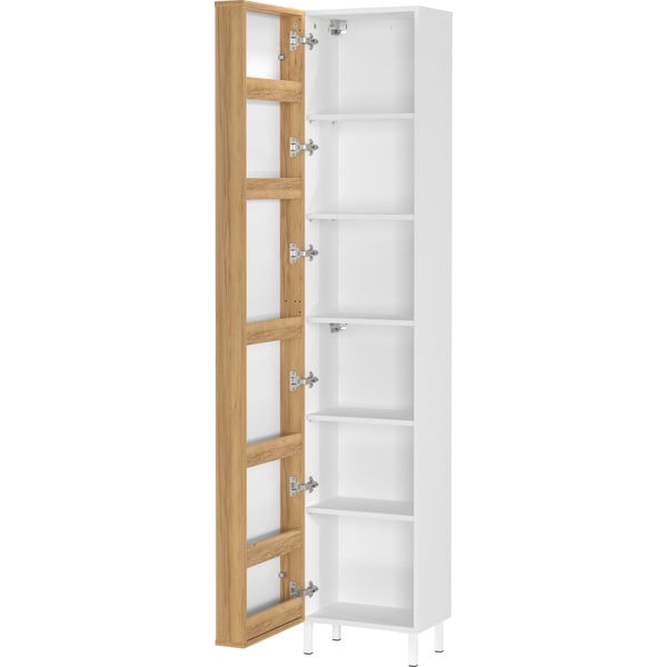 Dulap de baie alb, înalt, îngust 39x195 cm Topeka – Germania-image-3