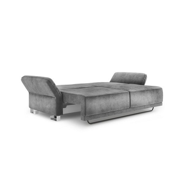 Canapea extensibilă cu 3 locuri și tapițerie de catifea Windsor & Co Sofas Pyxis, gri-image-3