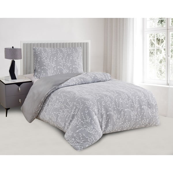 Lenjerie de pat gri din jacquard pentru pat de o persoană 140x200 cm Boston – My House-image-1