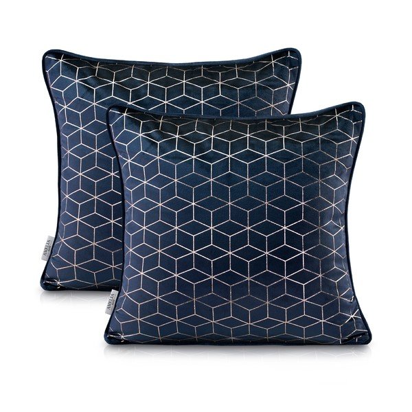 Set 2 fețe de pernă AmeliaHome Nancy Darkblue, 45 x 45 cm