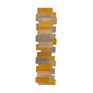 Covor tip traversă din lână Flair Rugs Collage, 60x230 cm, galben-bej
