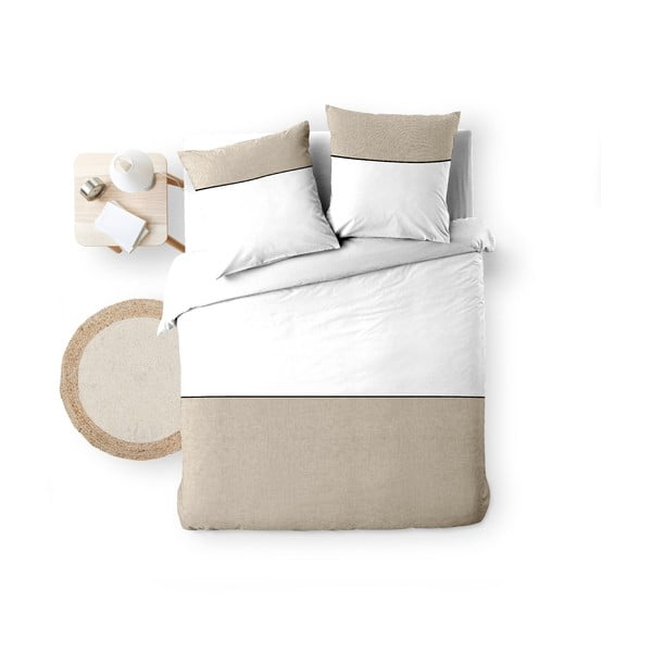 Lenjerie de pat albă-bej din bumbac pentru pat dublu, extinsă 240x220 cm Gabrielle – douceur d'intérieur-image-4