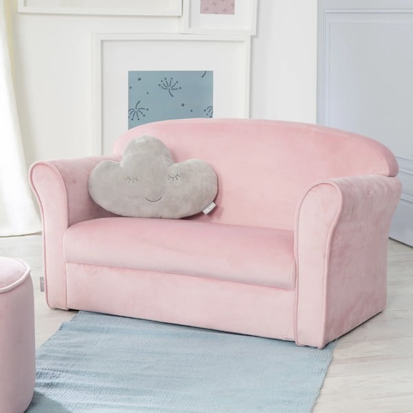 Canapea pentru copii roz-deschis cu tapițerie din catifea 78 cm Lil Sofa – Roba-image-1