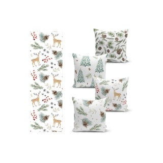 Set 4 fețe de pernă și napron din amestec de bumbac Minimalist Home World