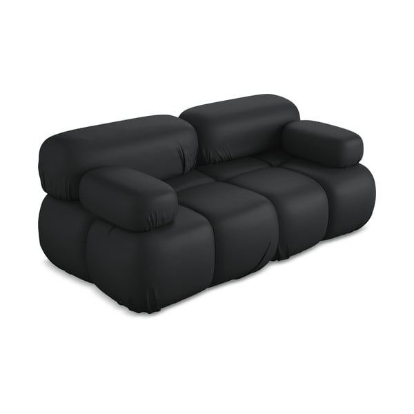 Canapea modulară neagră cu tapițerie din imitație de piele 190 cm Lokua – Makamii-image-2