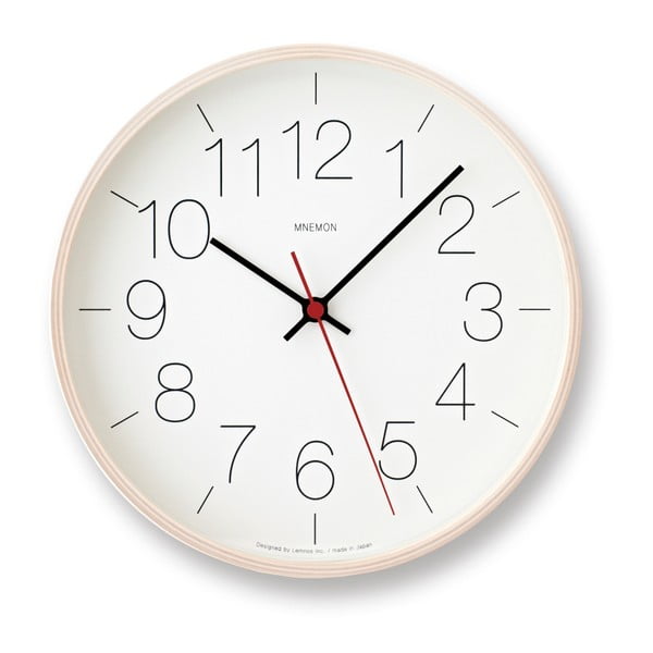 Ceas de perete cu ramă maro deschis Lemnos Clock, ⌀ 25,4 cm