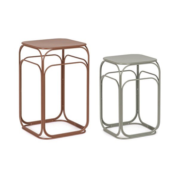 Măsuțe de cafea gri/teracotă 2 buc. din metal 36x36 cm Clarity – Bizzotto