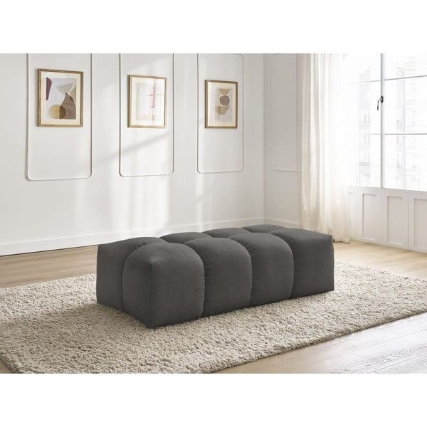 Taburet gri închis cu tapițerie din chenille Everest – Bobochic Paris-image-1