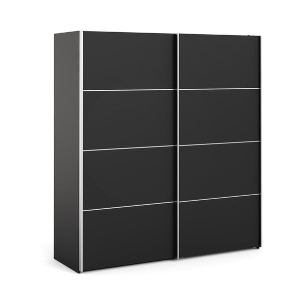 Șifonier cu uși glisante Tvilum Verona, 182x202 cm, negru-image-2